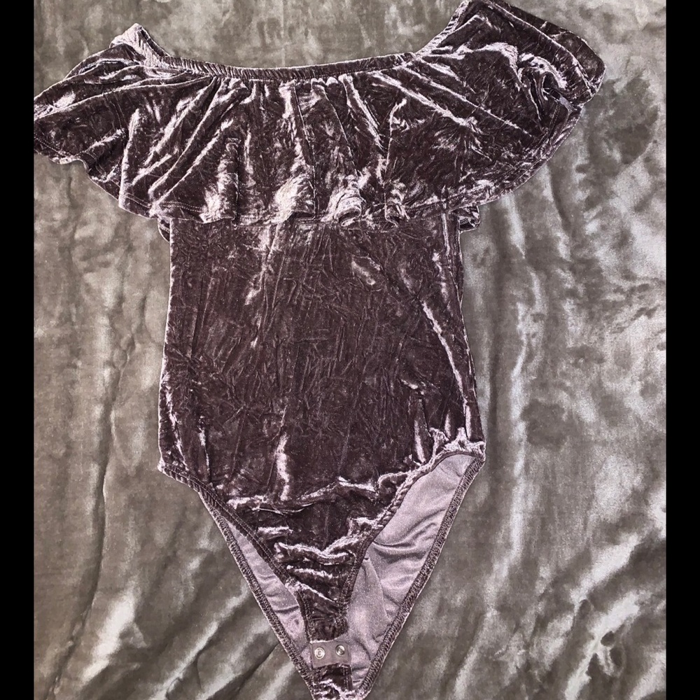 Velvet gray body suit